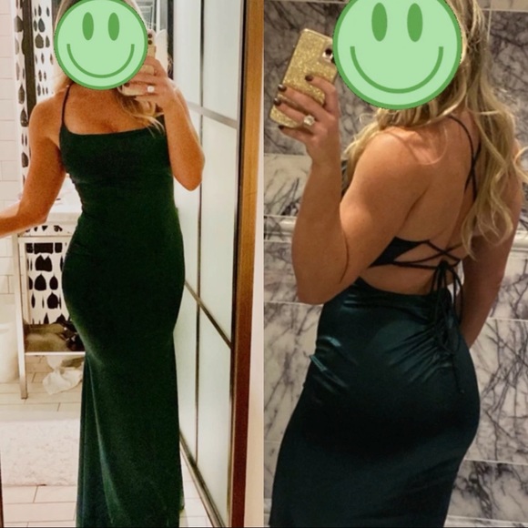 Windsor mermaid gown ruched hunter emerald green - Picture 3 of 4